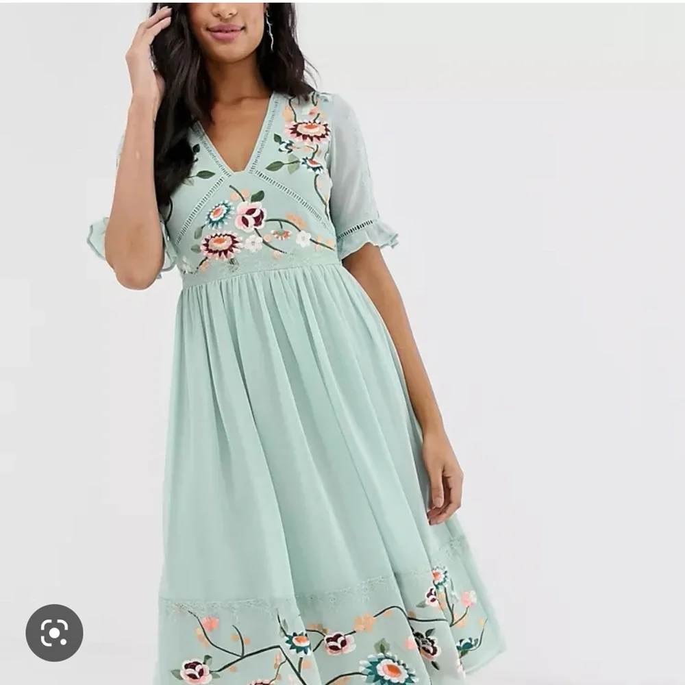 ASOS Blue mint short flower dress in size 2 - Picture 3 of 14